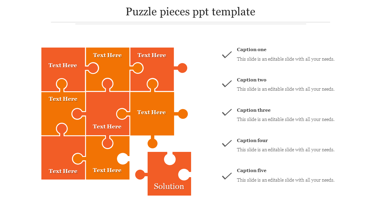 puzzle pieces ppt template-Orange